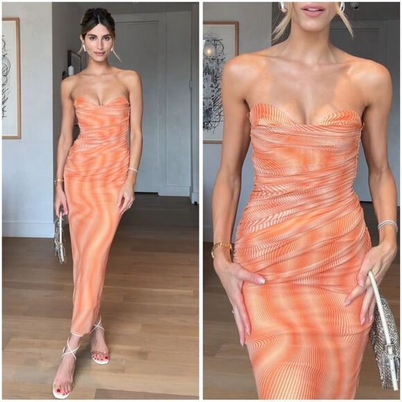 ZARA STRAPLESS PRINTED TULLE DRESS - Picture 1 of 10